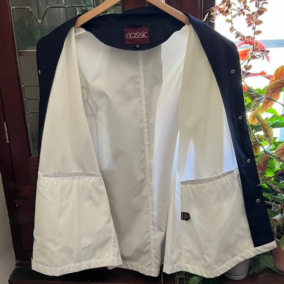 Vintage Classic White Windbreaker Jacket Snap Front Pockets Sz 16 Singapore Barn - Picture 16 of 17